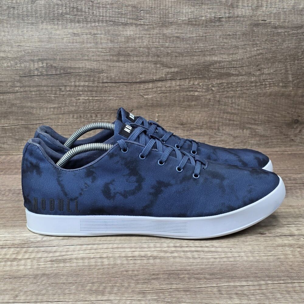 NOBULL Canvas Trainers Men's Sz 12.5 Blue Black Tie Dye Training Shoes READ DESC